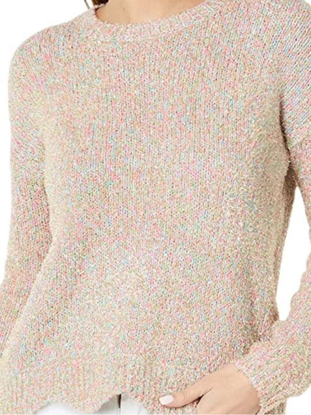 EUC Lilly Pulitzer gliana rainbow thread sweater with scallop trim